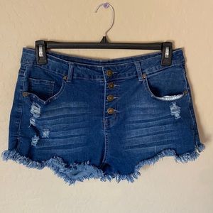 Button-up, cut-off Jean shorts, XL